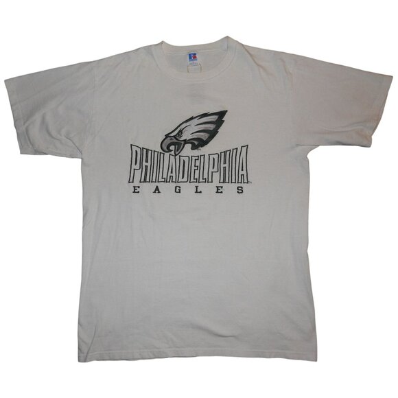 Vintage 1990s Philadelphia Eagles Russell Embroidered T-Shirt Large Made in USA - Picture 1 of 6